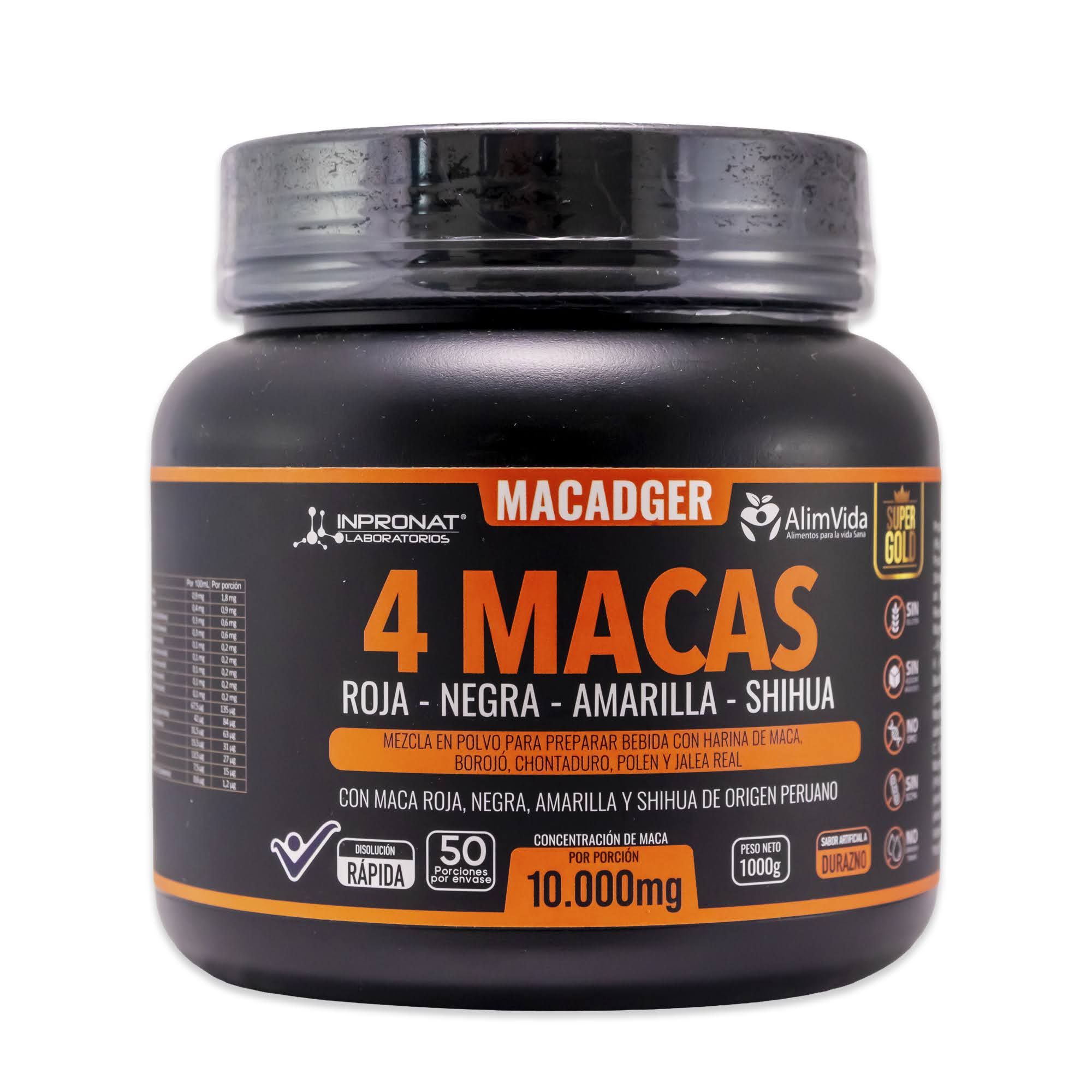 4 MACAS ROJA-NEGRA-AMARILLA-SHIHUA INPRONAT TARRO SUPERGOLD X 1000 GRAMOS