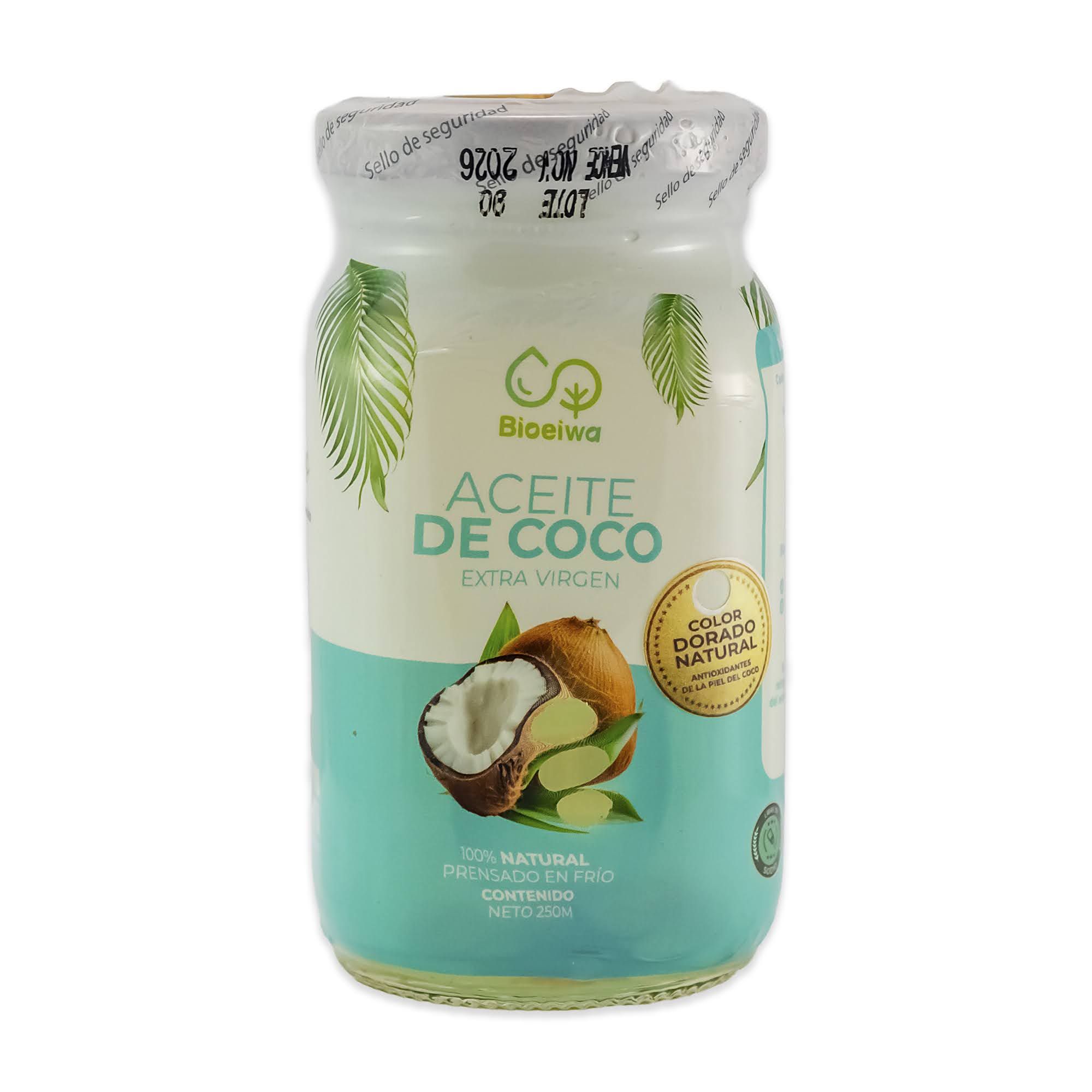 ACEITE DE COCO ESTRA VIRGEN 100% NATURAL BIOEIWA FRASCO X 250 ML