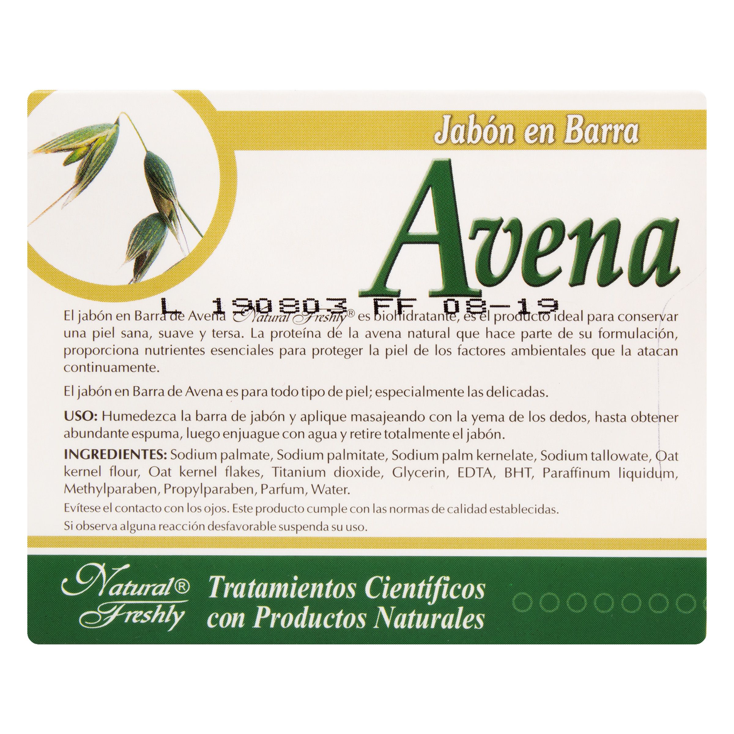 JABON DE AVENA BARRA 90 G NATURAL FRESHLY 4