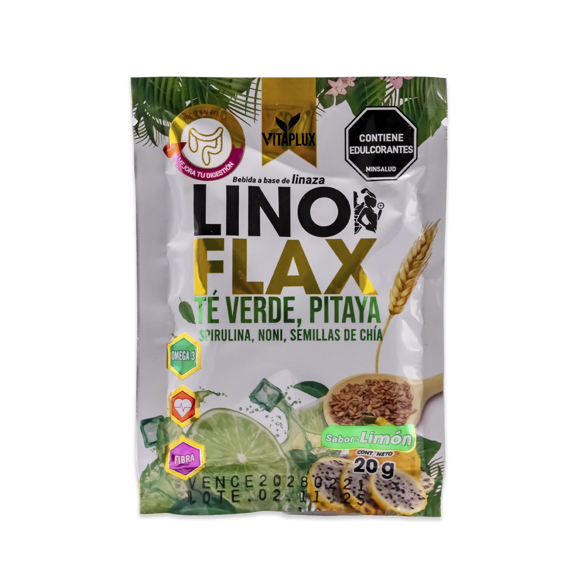LINO FLAX TE VERDE, PITAYA SPIRULINA,NONI, SEMILLA CHIA SOBR X 20 GRA