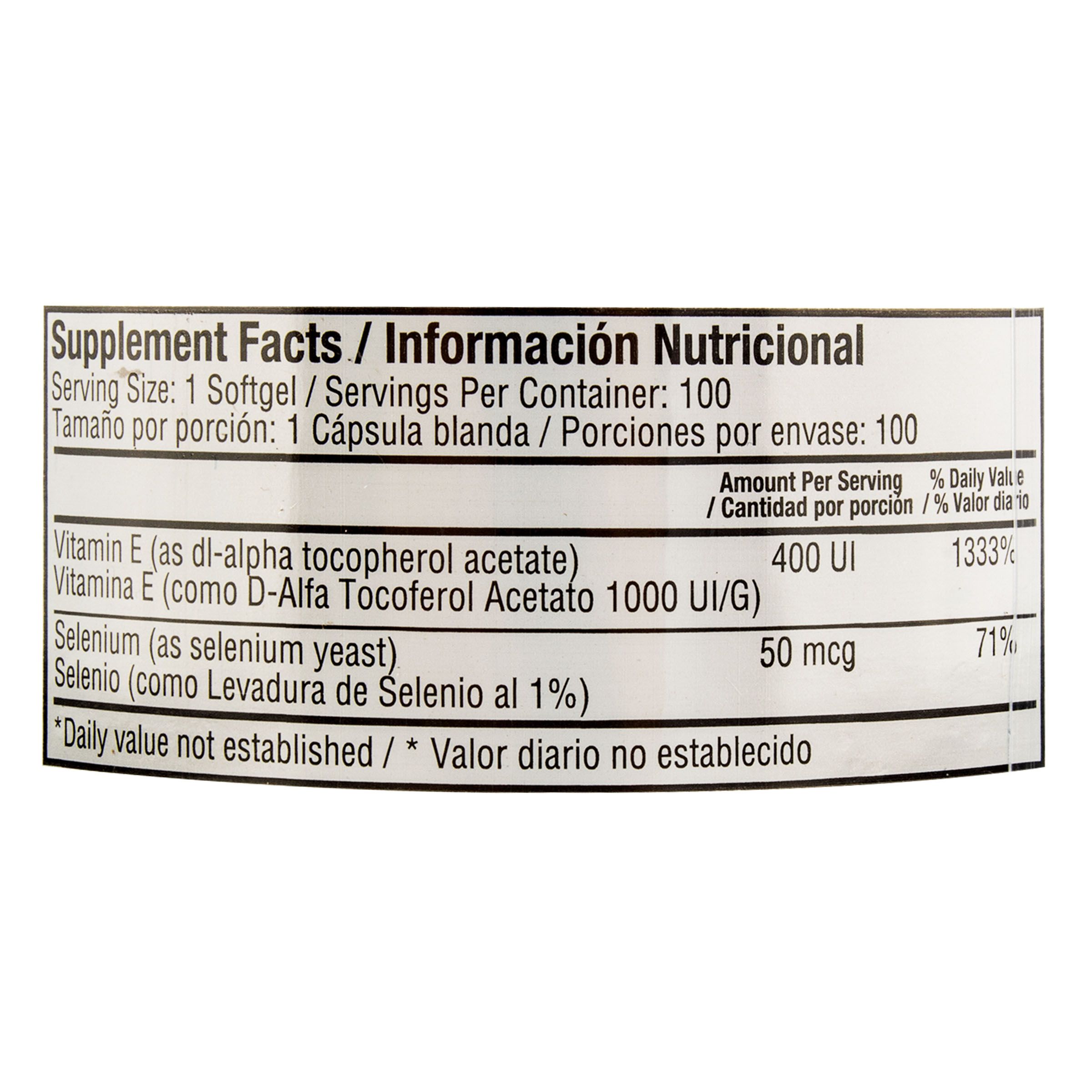 VITAMINA E 400 IU WHIT SELENIUM X 100 CAP 7