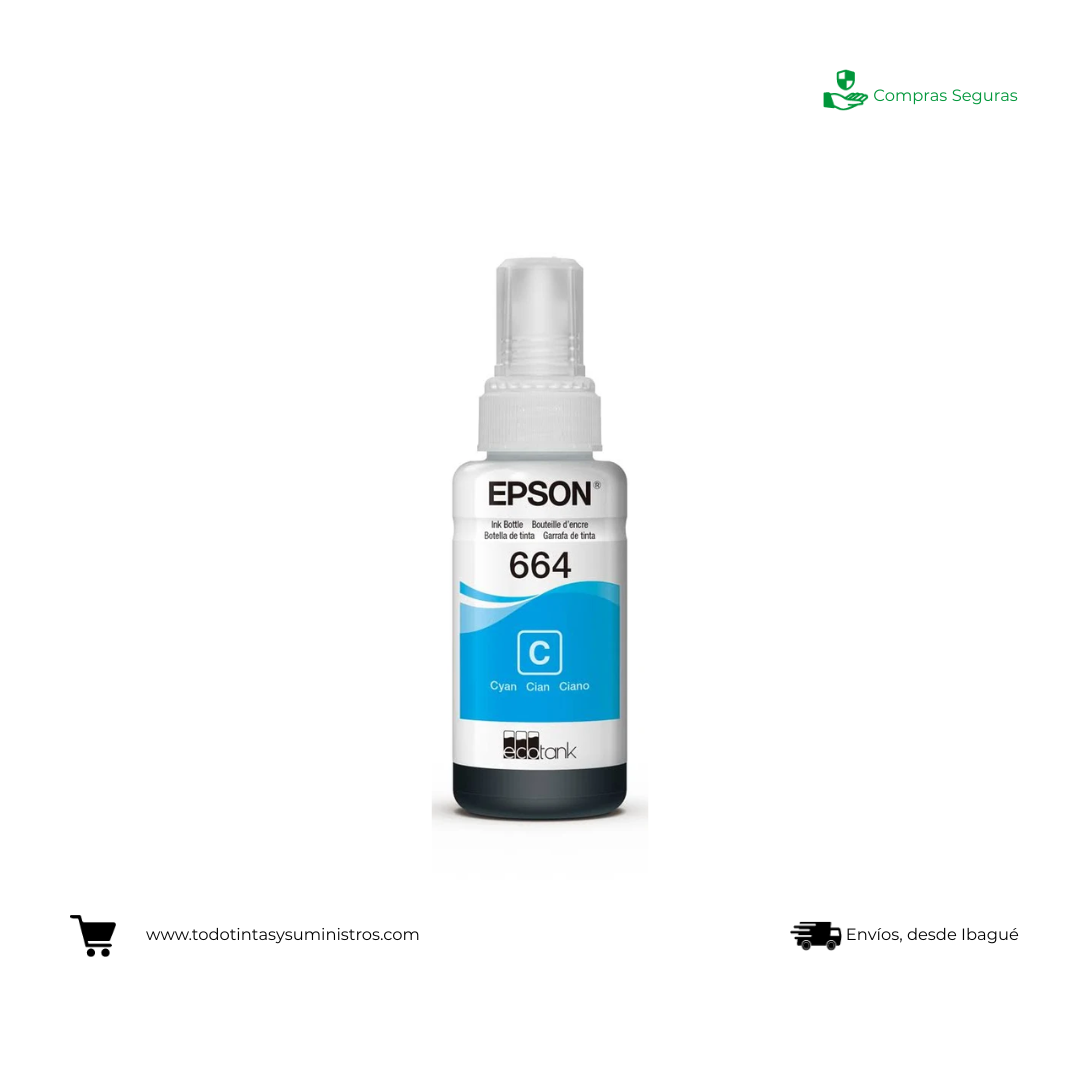 Botella De Tinta Epson T664 CYAN Original