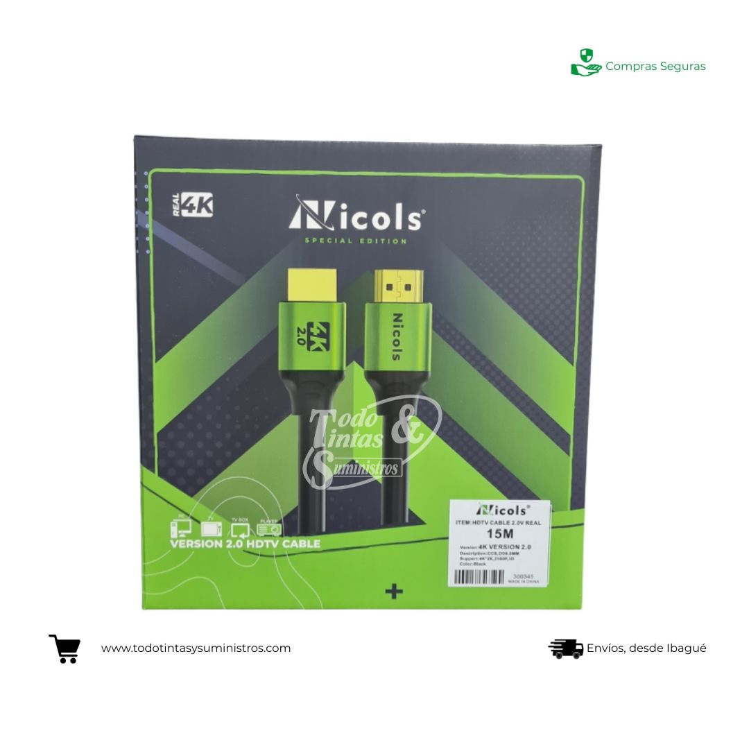 Cable HDTV 2.0 15 metros  4K nicols