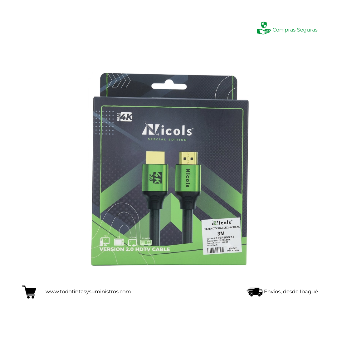 Cable HDTV 2.0 3Mtrs 4K Nicols