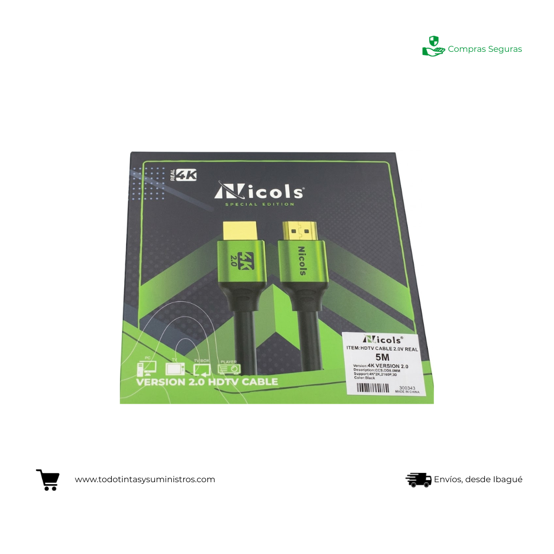 Cable HDTV 2.0 5Mts 4K Nicols