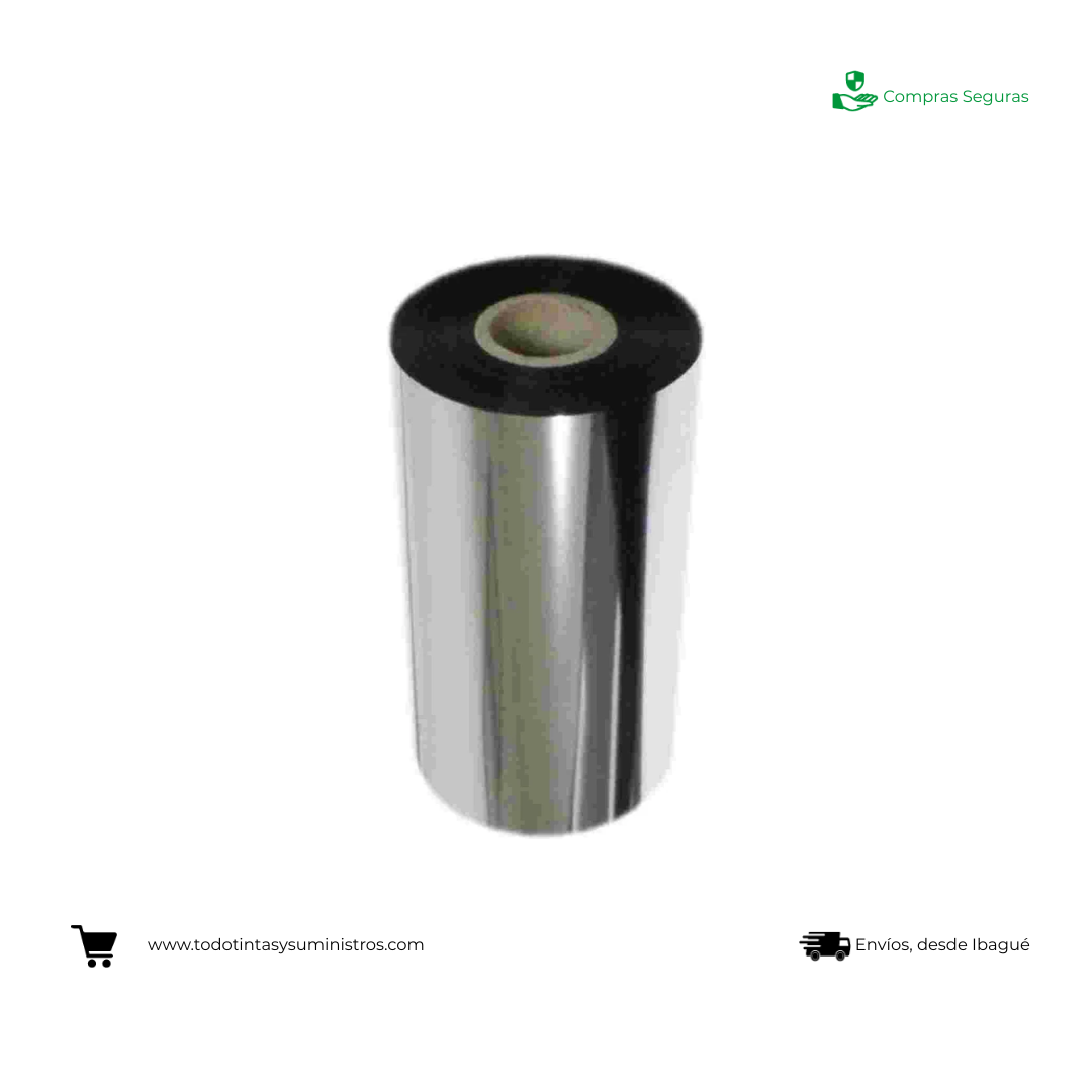 Cinta Ribbon Sat cera 110mmx300mts Plateado Out TT 2