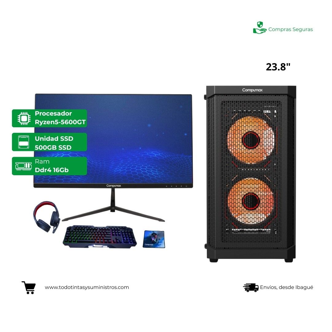 Computador Compumax Gamer Ryzen 5-5600GT Ram 16Gb Ssd 500Gb 23.8" Trinity