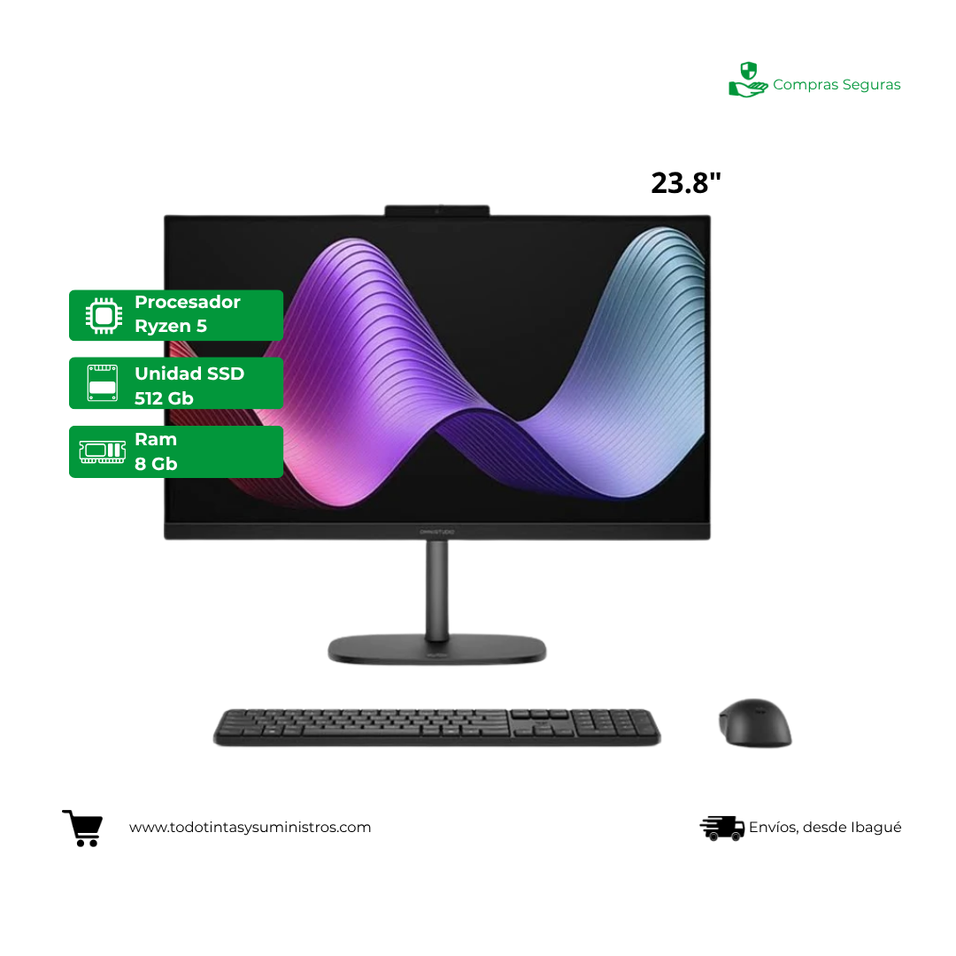 Equipo AIO HP 24 CV0053LA Ryzen 5 Ram 8GB Ssd 512GB Led 23.8"