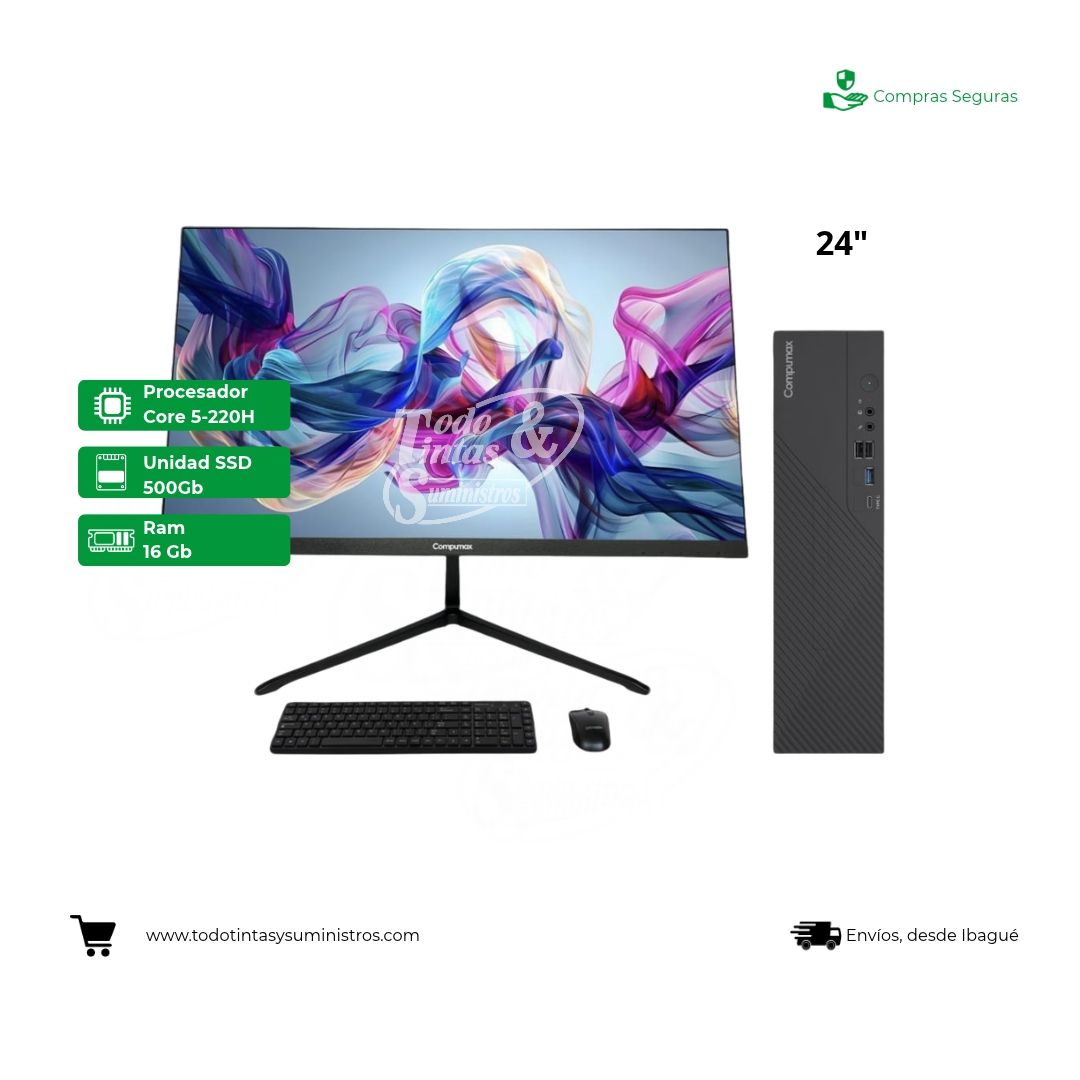 Equipo compumax Core 5-220H  Ram 16Gb Ssd 500Gb Monitor 24"