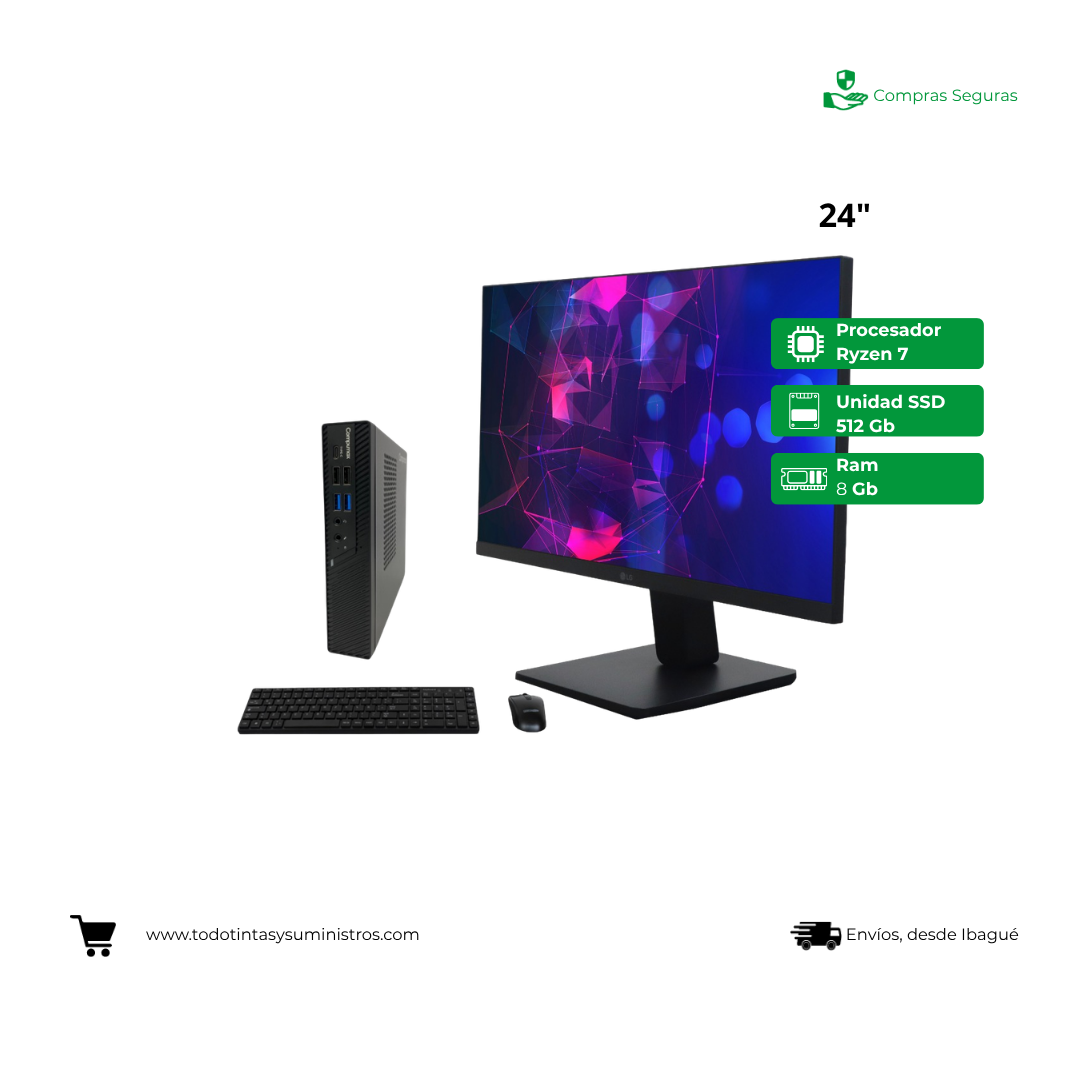 Equipo Compumax Ryzen 7 5825U Ram 8GB Ssd 512GB Led LG 24"