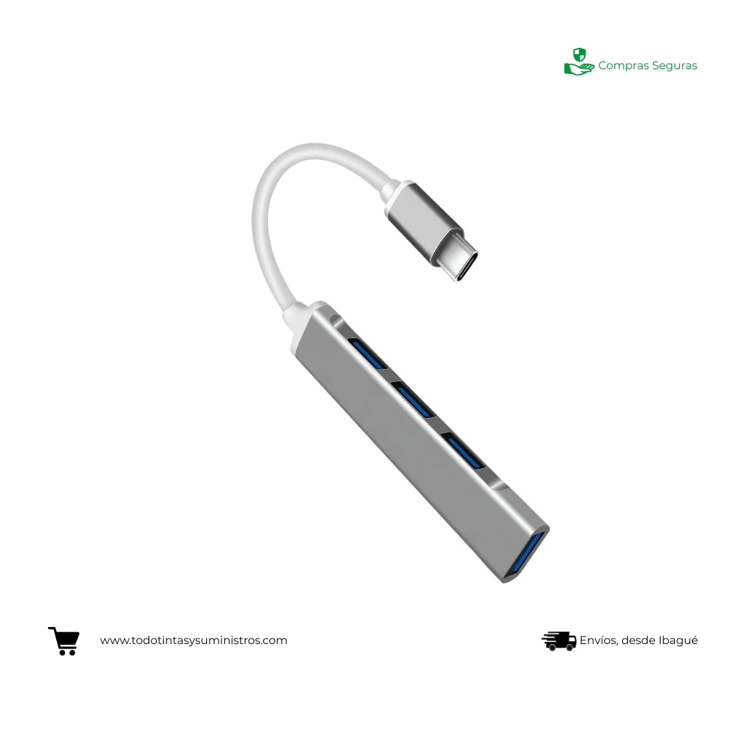 Hub USB Tipo C a 3 Puertos USB + 1 USB-C Aluminio