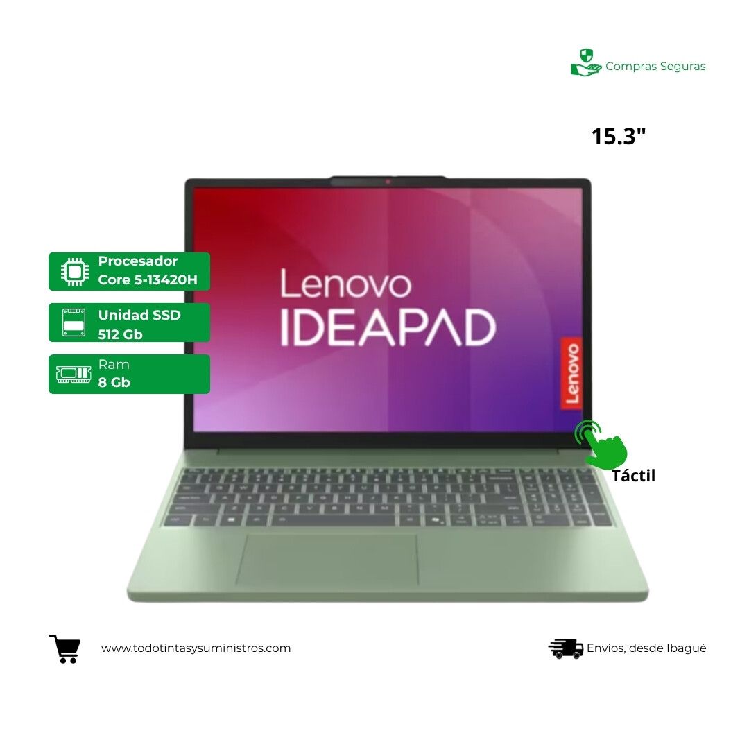 Portátil LENOVO Ideapad Slim 3 - 15.3" Pulgadas Táctil Intel Core i5 RAM 8GB Disco SSD 512GB Verde