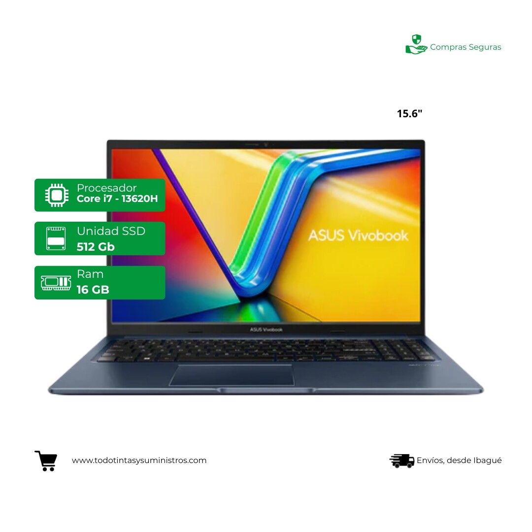 Portátil Asus X1502VA Core i7 13620H Ram 16GB Ssd 512GB VivoBook 15.6"