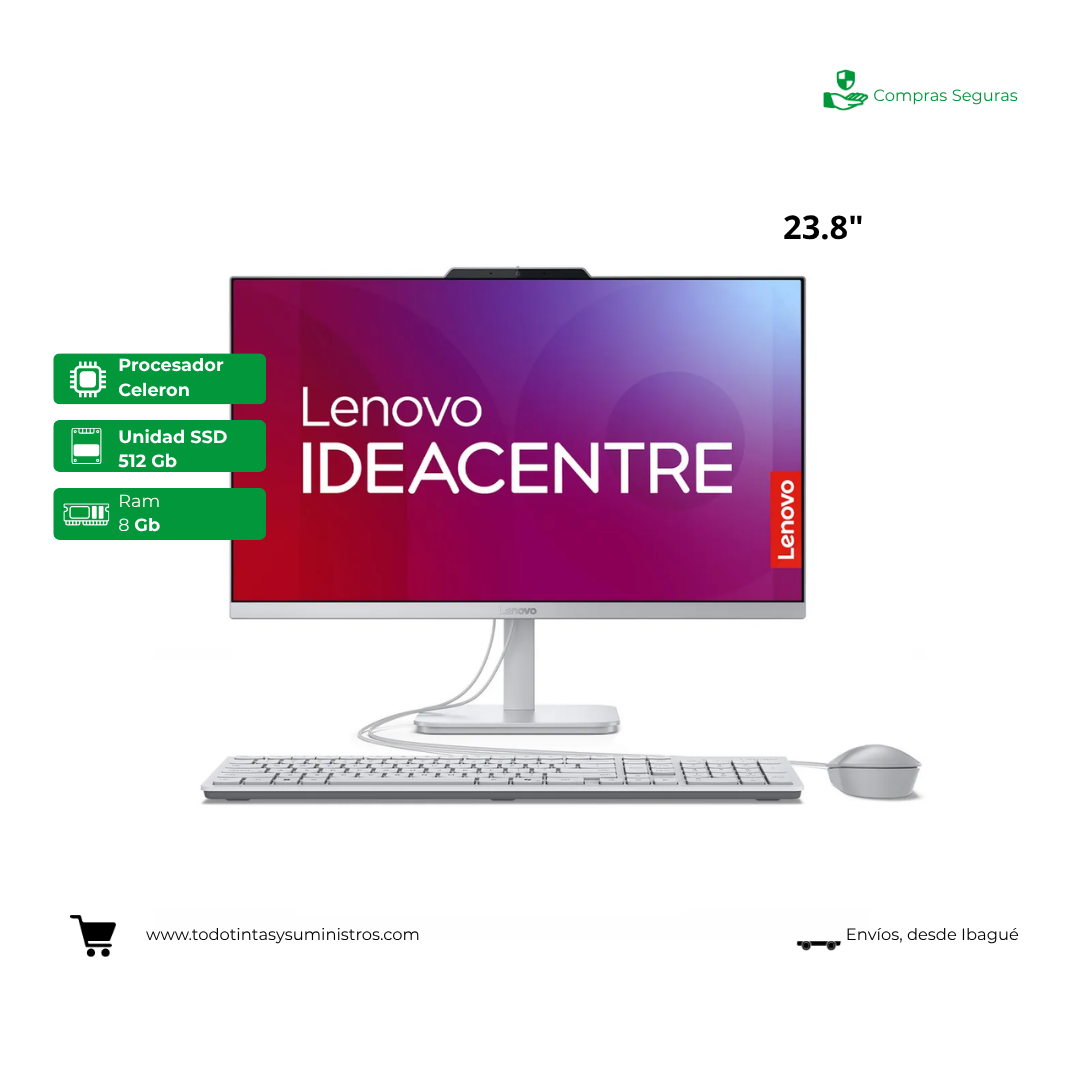 Todo en uno Lenovo A100 Celeron N100 Ram 8GB Ssd 512GB 23.8"