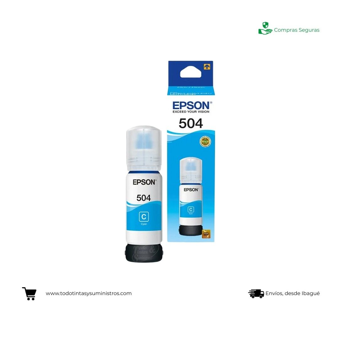 Botella De Tinta Epson T504 Cyan Original 2