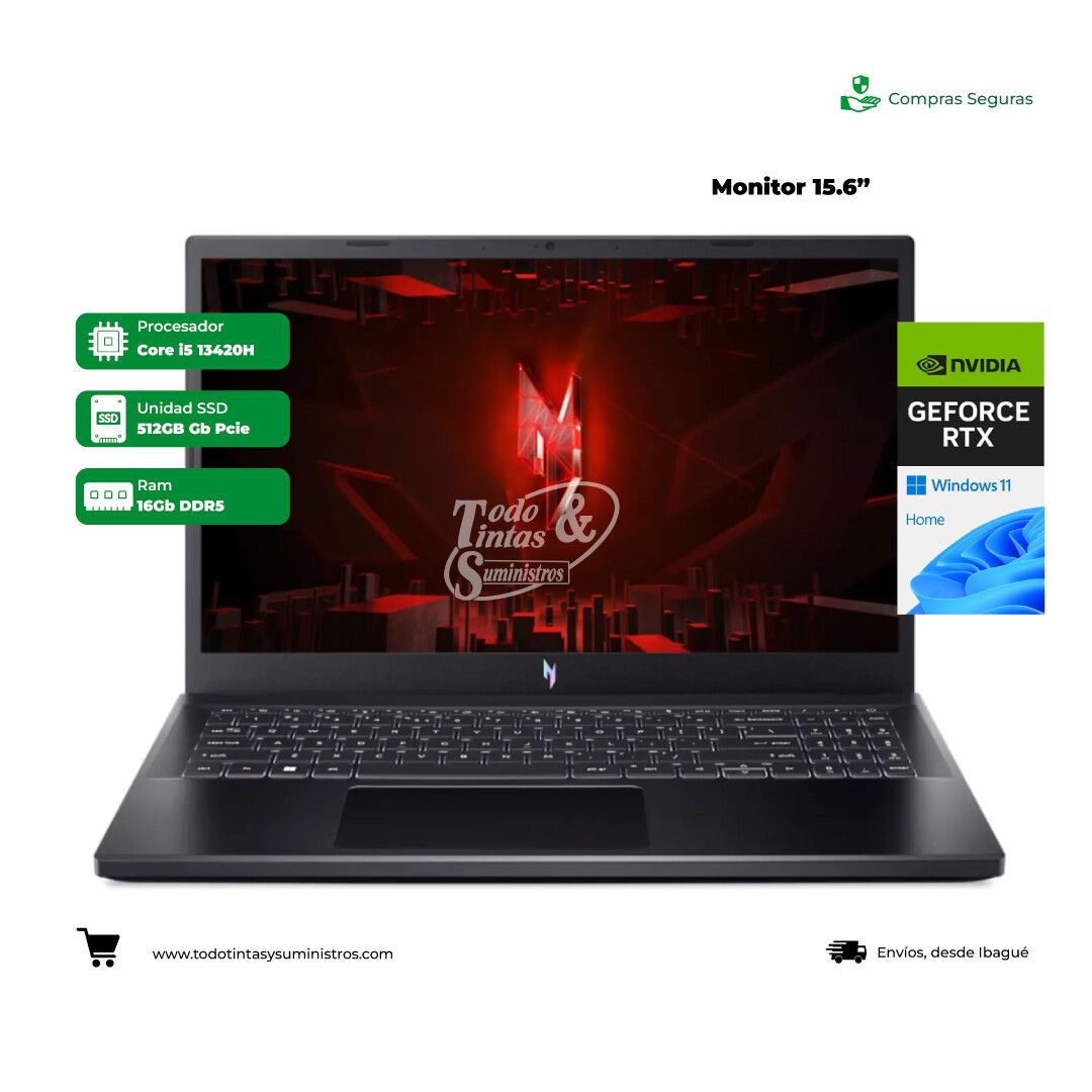 Portátil Acer ANV15-51 15.6" Intel i5 13420H Ram16Gb unidad solida 512Gb TV.4050 Windows 11