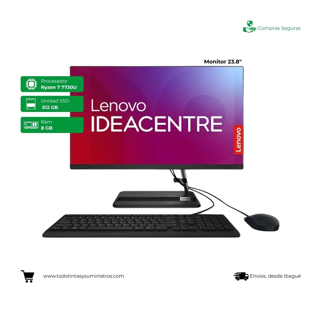 Todo en uno Lenovo Ryzen 7 IdeaCentre 3 24ALC6 - 23.8" SSD 512 GB RAM 8 GB