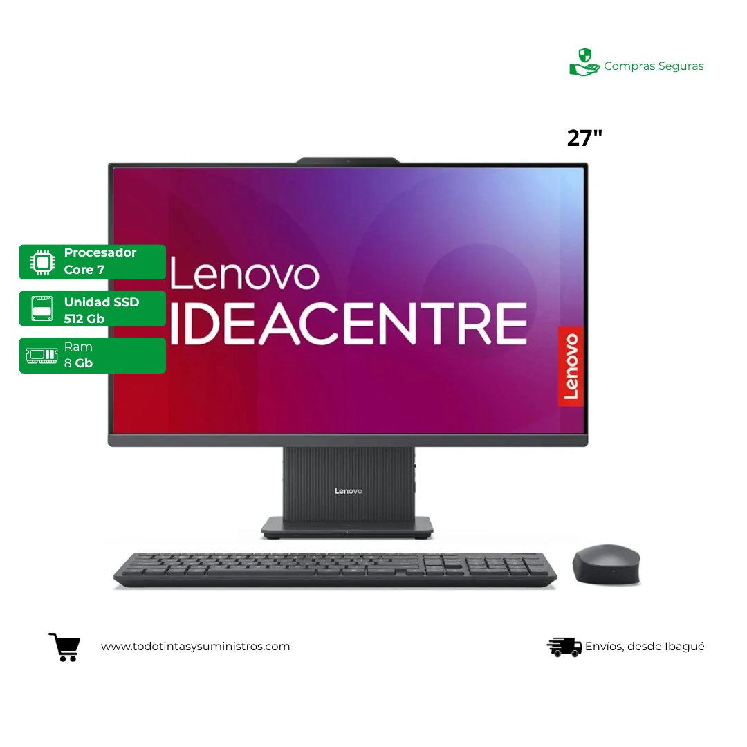 Todo en uno Lenovo 27RH9 Core i7-13620H Ram 8Gb Ssd 512Gb 27"