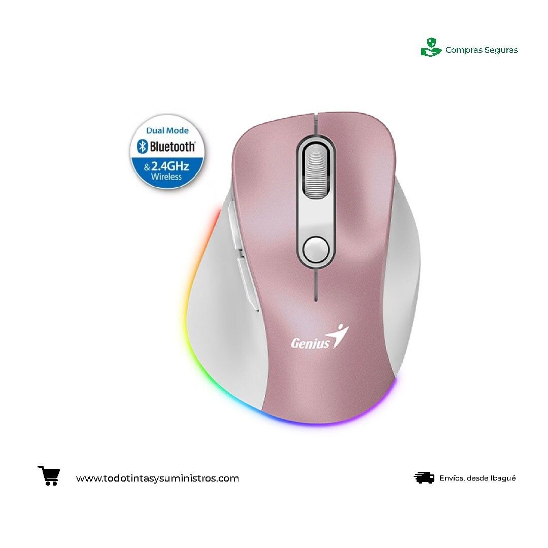 Mouse Genius Ergo 9000S Pro inalámbrico Bluetooth recargable rosado