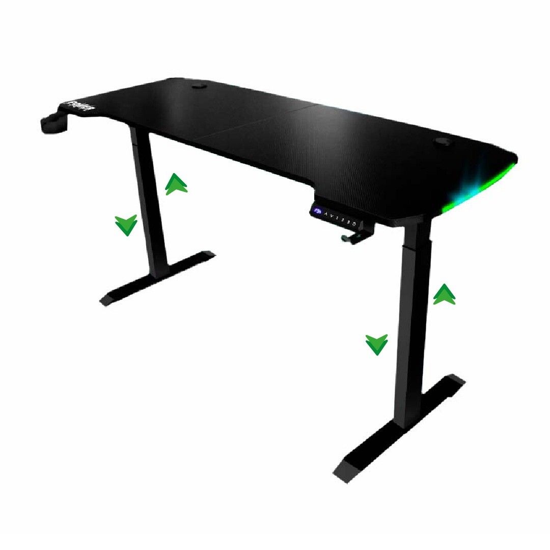 Mesa Gamer Power Group AY-1 Elevable RGB + Soporte Vaso y Diadema