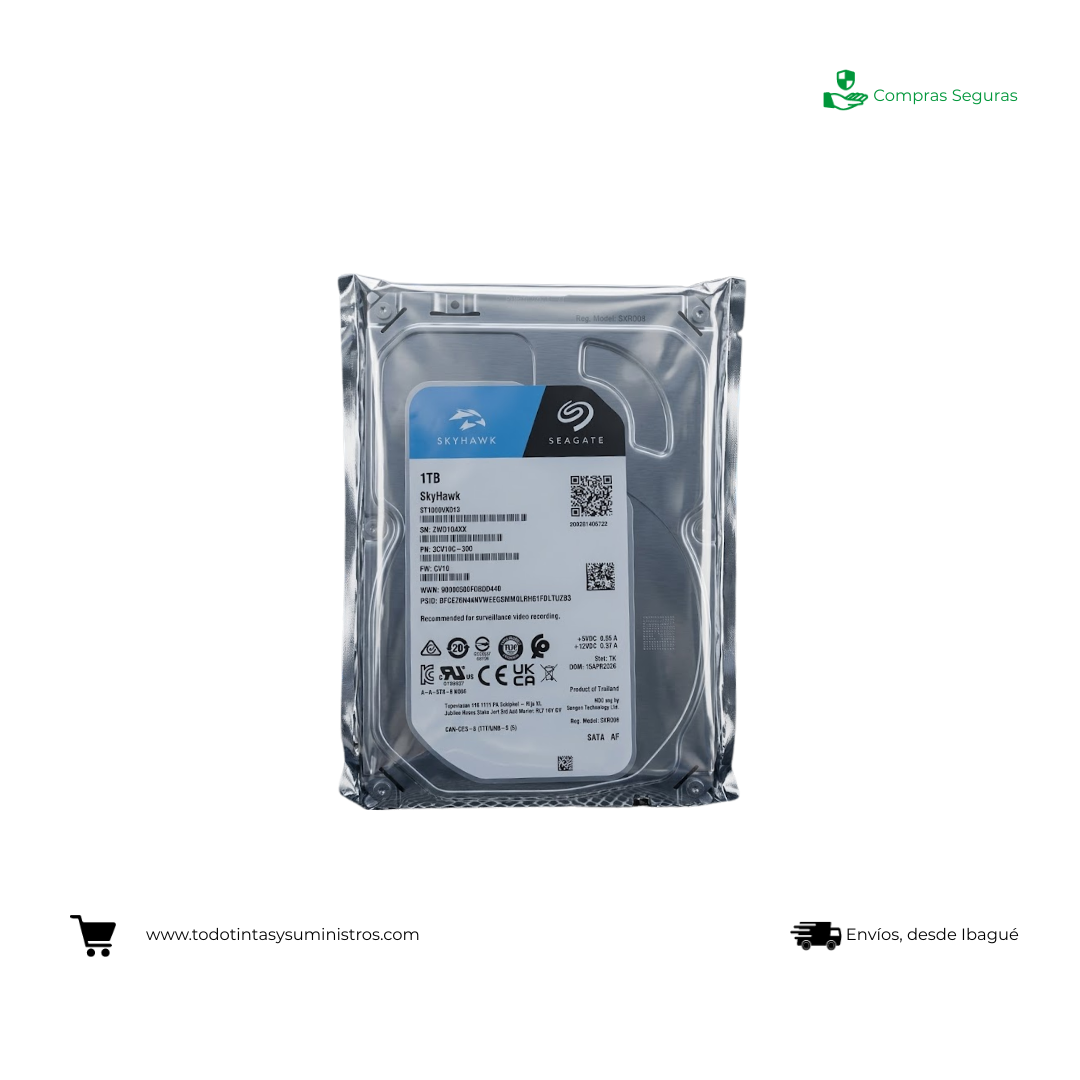 Disco Duro Seagate SkyHawk ST1000VX013 1 TB para DVR y NVR