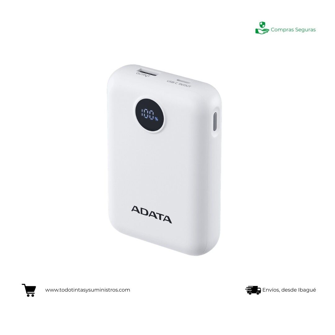Power Bank Adata C100 con Pantalla Digital USB-C Blanco(10.000 Mah) 2