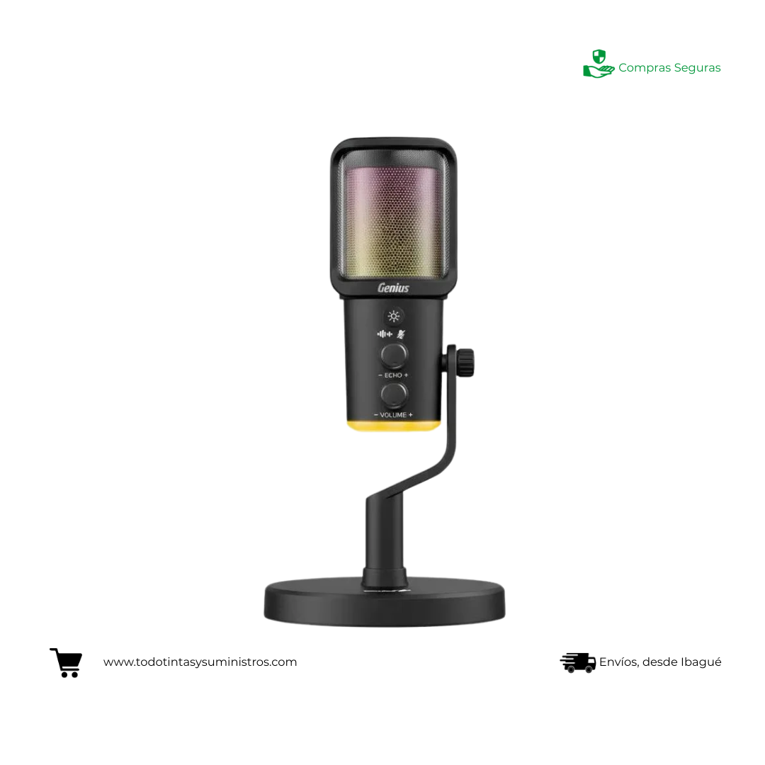 Microfono Genius MIC-S400U Negro USB-A + USB-C RGB