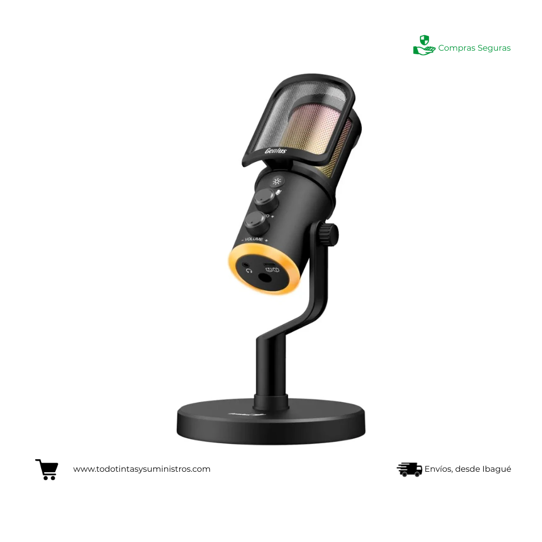 Microfono Genius MIC-S400U Negro USB-A + USB-C RGB 3