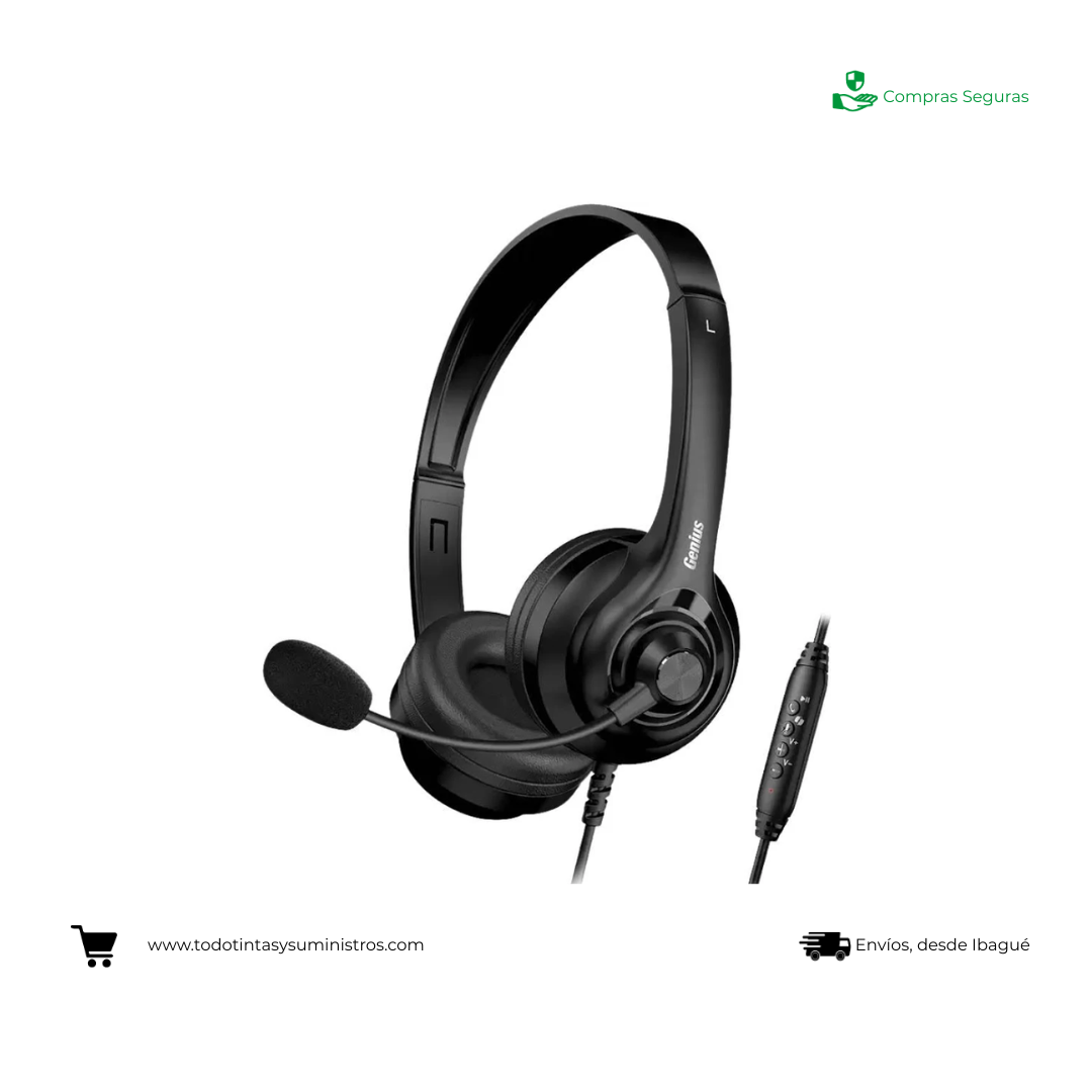 Diadema Genius HS-235U AI negra USB-A + USB-C 2