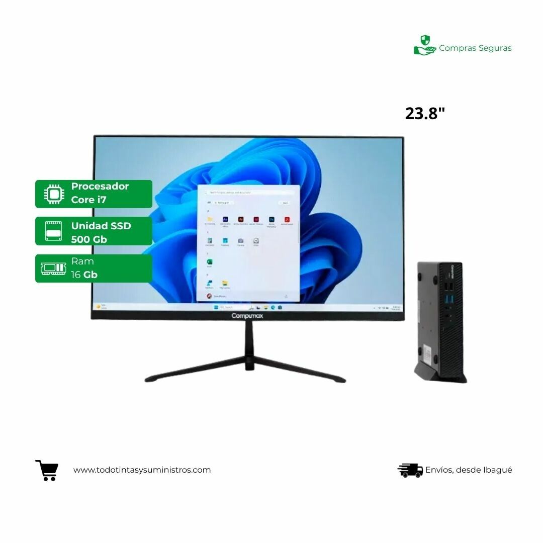 Equipo Compumax Core i7-12650H RAM 16GB SSD 500GB LED 23.8" Mini PC