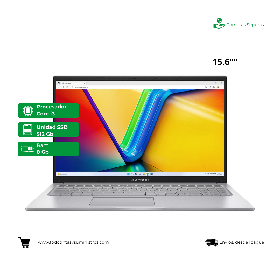 Portátil ASUS Vivobook 15 X1504Z Core i3 1215U Ram 8GB Ssd 512GB 15.6" FHD