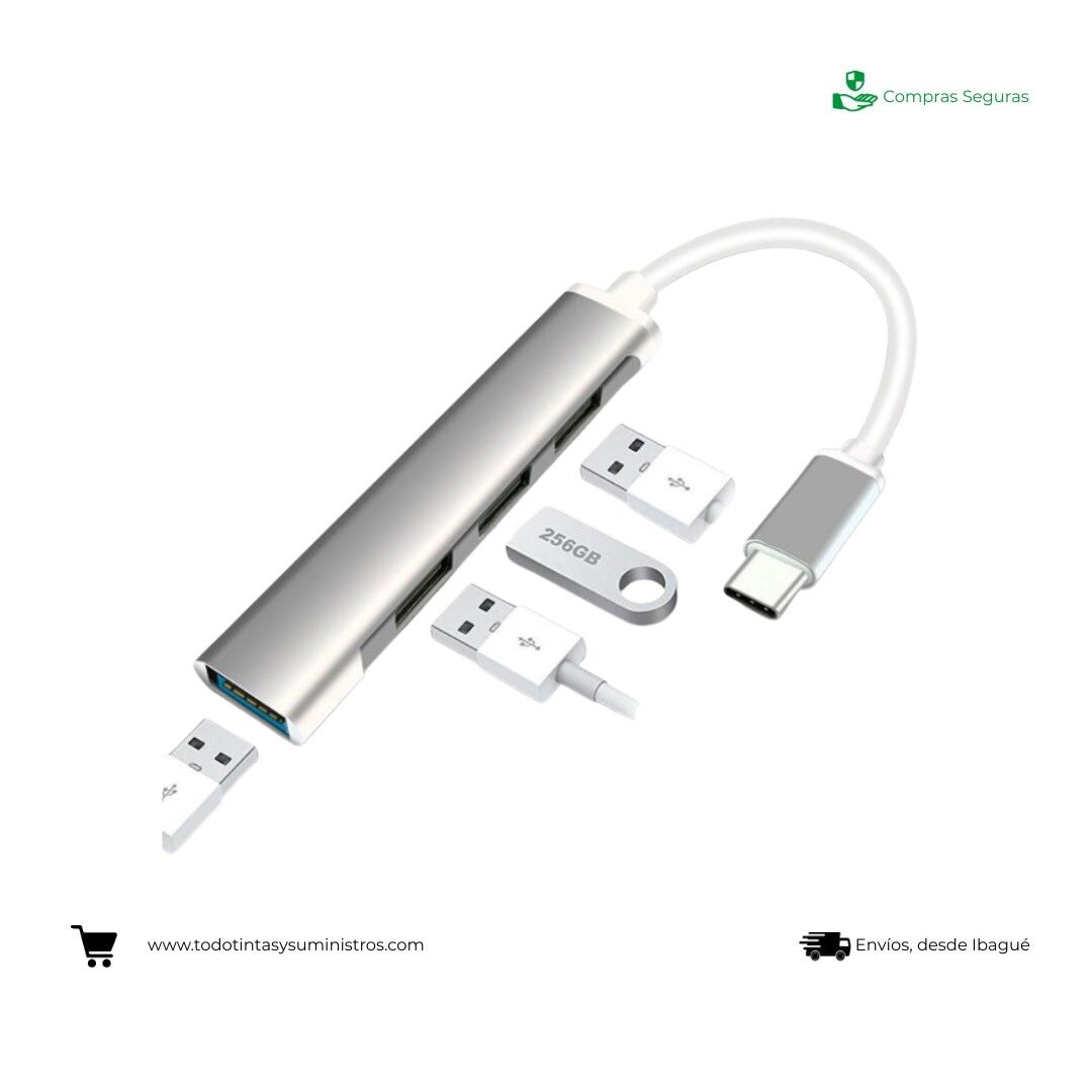 Hub USB tipo C a USB 4 Puertos Jaltech 11047