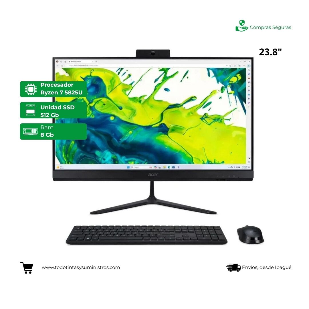 Todo en uno Acer  Aspire C24 LR14 Ryzen 7 5825U Ram 8GB Ssd 512Gb 23.8"