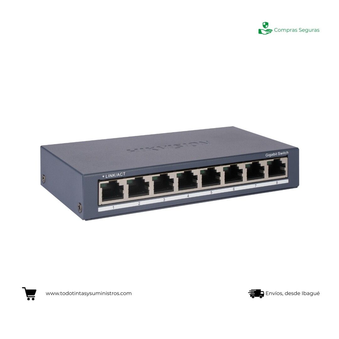 Switch Hikvision 8 puertos Metálico Gigabit