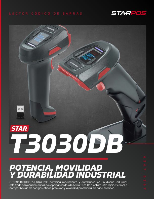 Lector de Código de Barras T3030DB 2D Inalámbrico 5