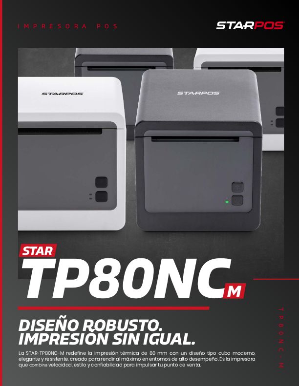 Impresora Térmica POS STAR TP80NC-M USB+LAN NEGRA 5