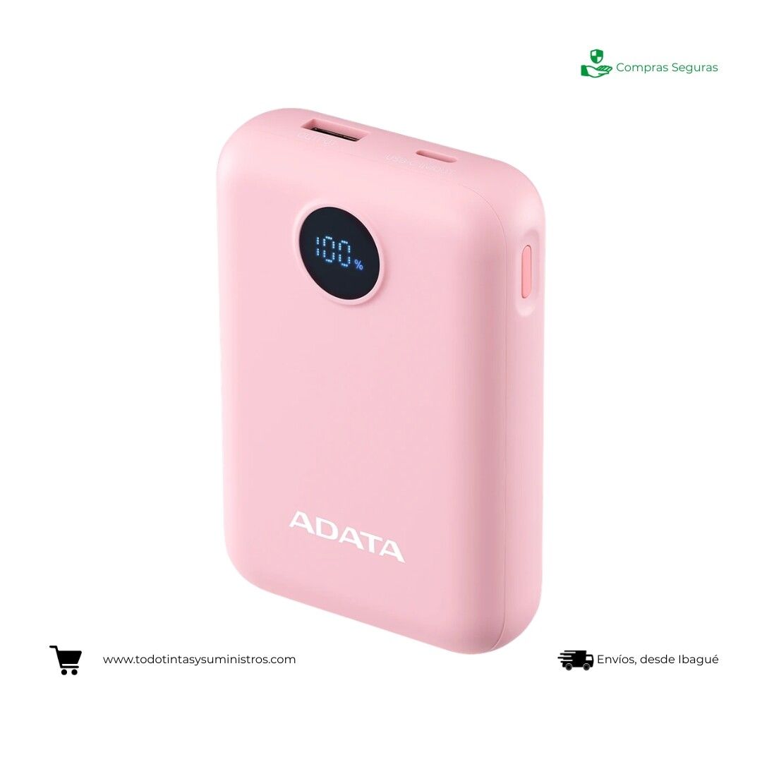 Power Bank Adata C100 con Pantalla Digital USB-C Rosa (10.000 Mah) 2