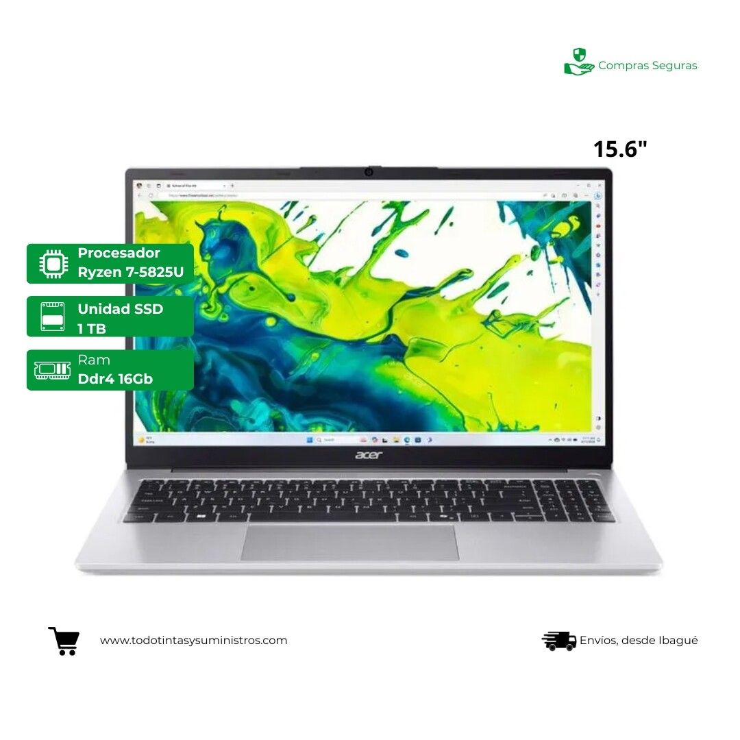 Portátil ACER Aspire Lite AL15-43P-R53C AMD Ryzen 7 5825U Ram 16Gb Ddr4 Ssd 1Tb