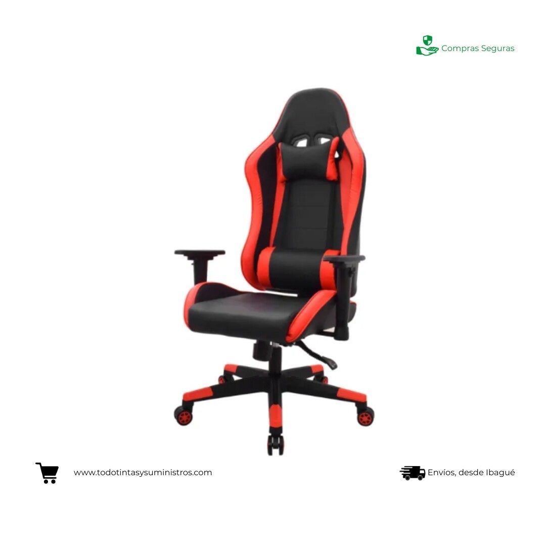 Silla Gamer Leaf Negro - Rojo 3
