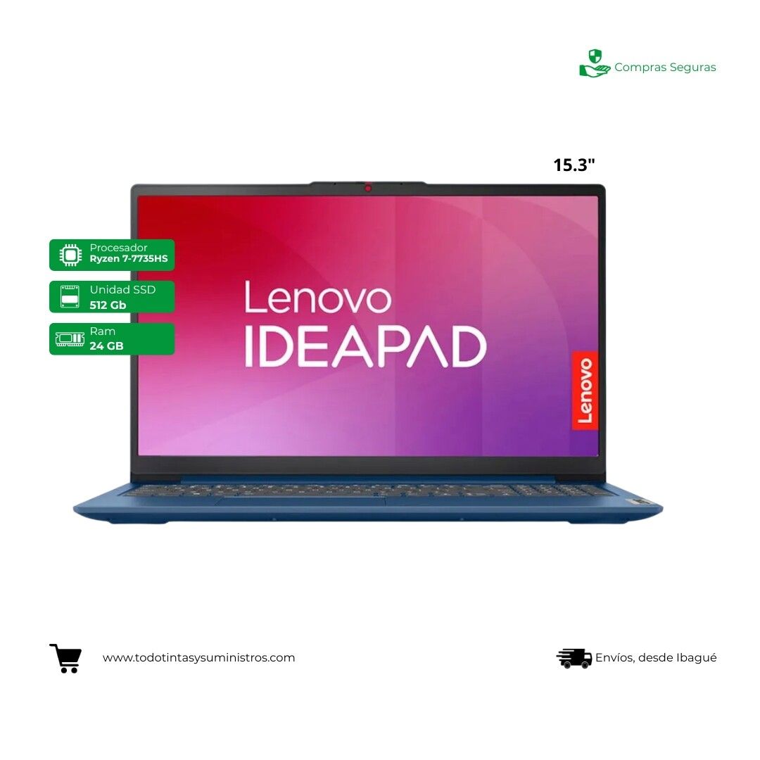Portátil Lenovo Ideapad 15ARP10 Ryzen 7 7735HS Ram 24Gb Ssd 512Gb 15.3"