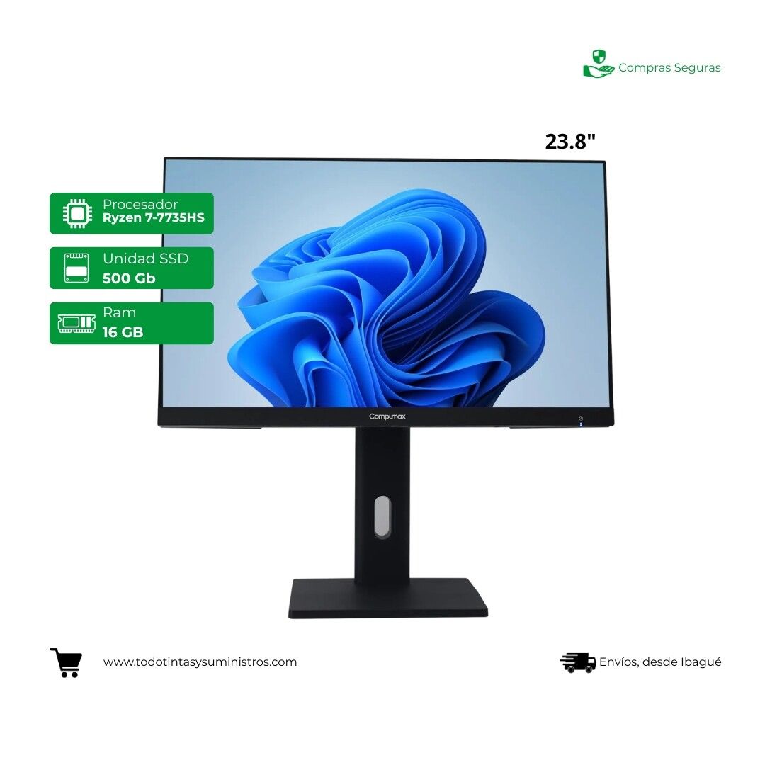 Todo en uno Compumax Ryzen 7 - 7735HS Ram 16Gb Ssd 500Gb 23.8"