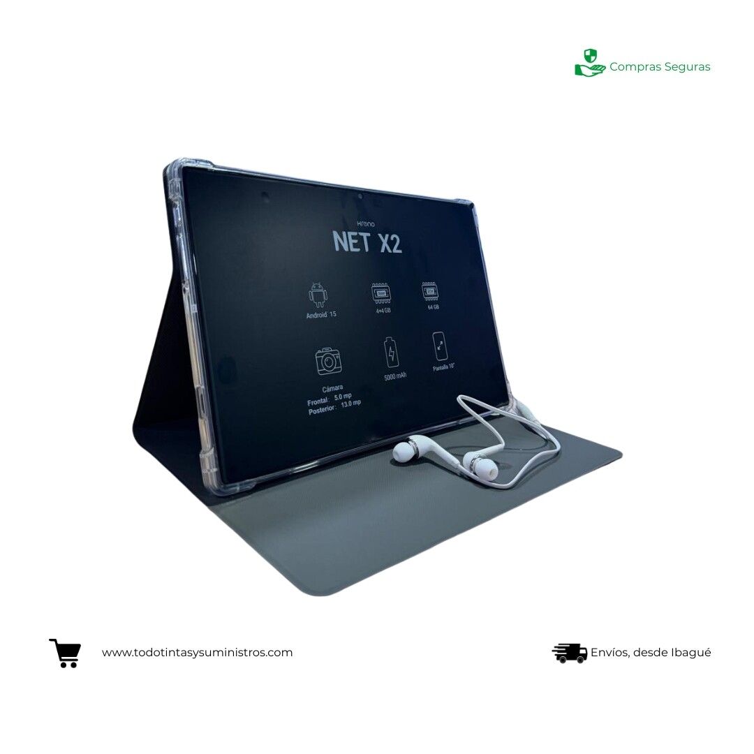Tablet Krono Net X2 10” 4G – 8GB RAM + 64GB Sim Card+ Folder y Audifonos