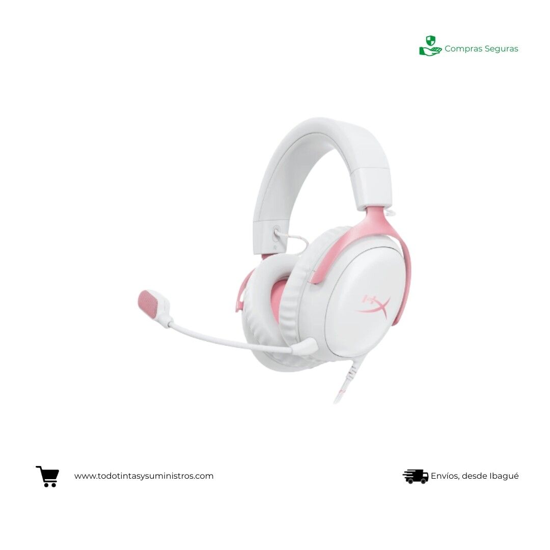 Diadema Gaming HyperX Cloud III Blanco-Rosa