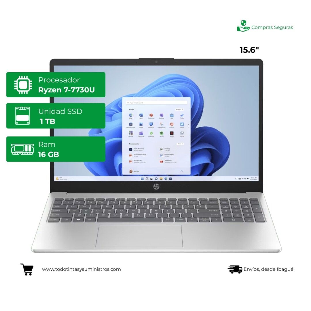 Portátil HP 15-fc0279la Ryzen 7 Ram 16Gb Ssd 1Tb 15.6"