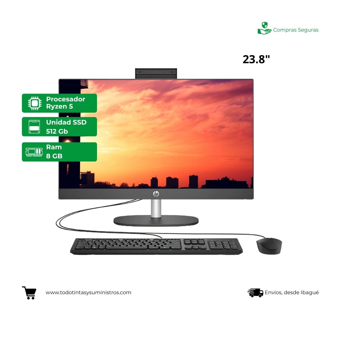 Todo en uno HP 24" -cr0253la Ryzen 5 Ram 8Gb Ssd 512Gb