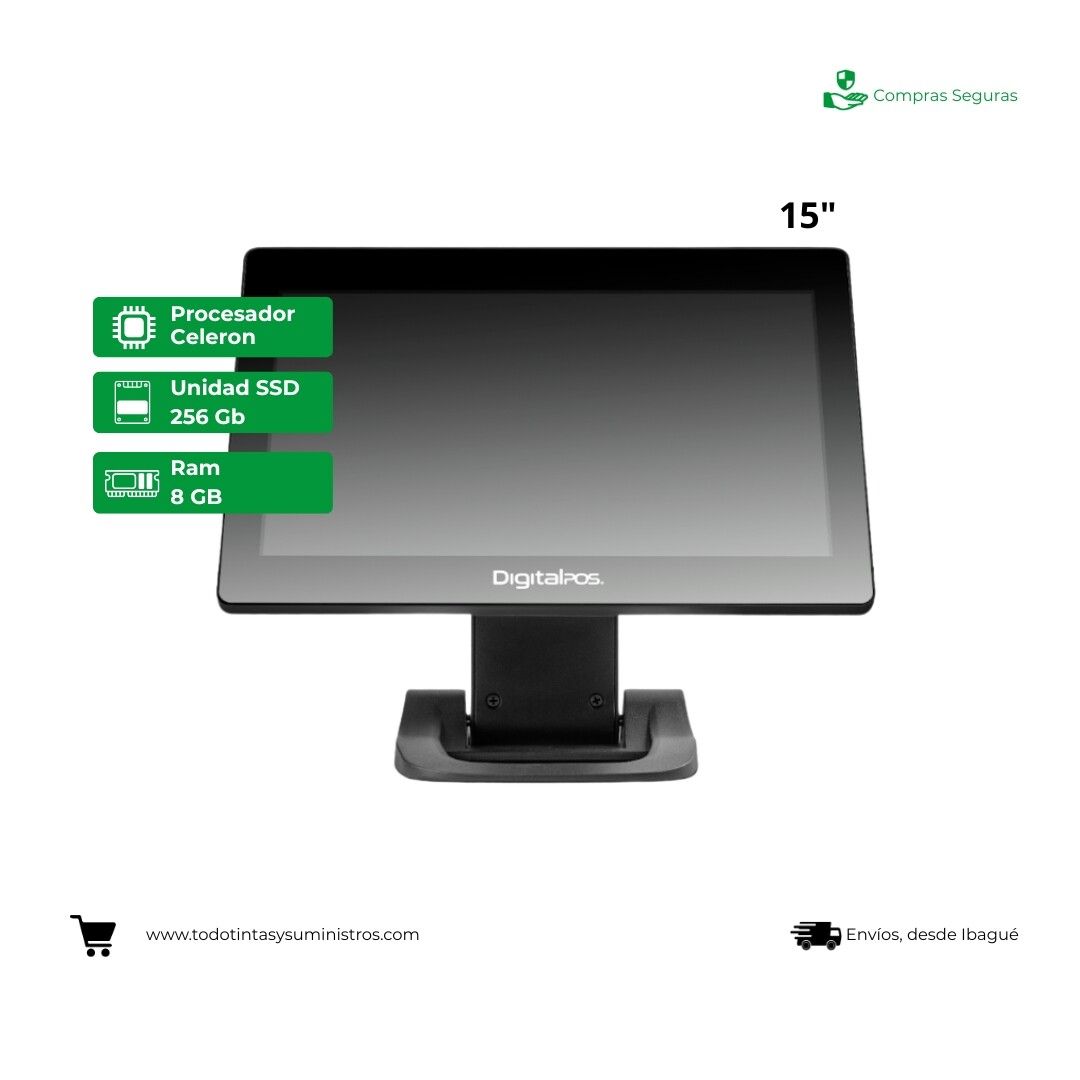 Equipo Pos DIG 150W-V2 15" Celeron Ram 8Gb Ssd 256Gb Windows 11 Pro