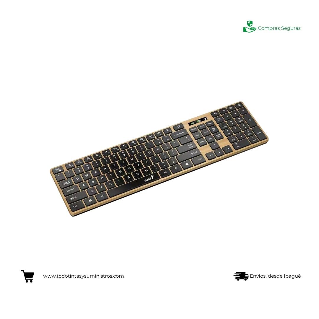 Teclado Genius Slim 7250BT Pino Madera - Bluetooth 3