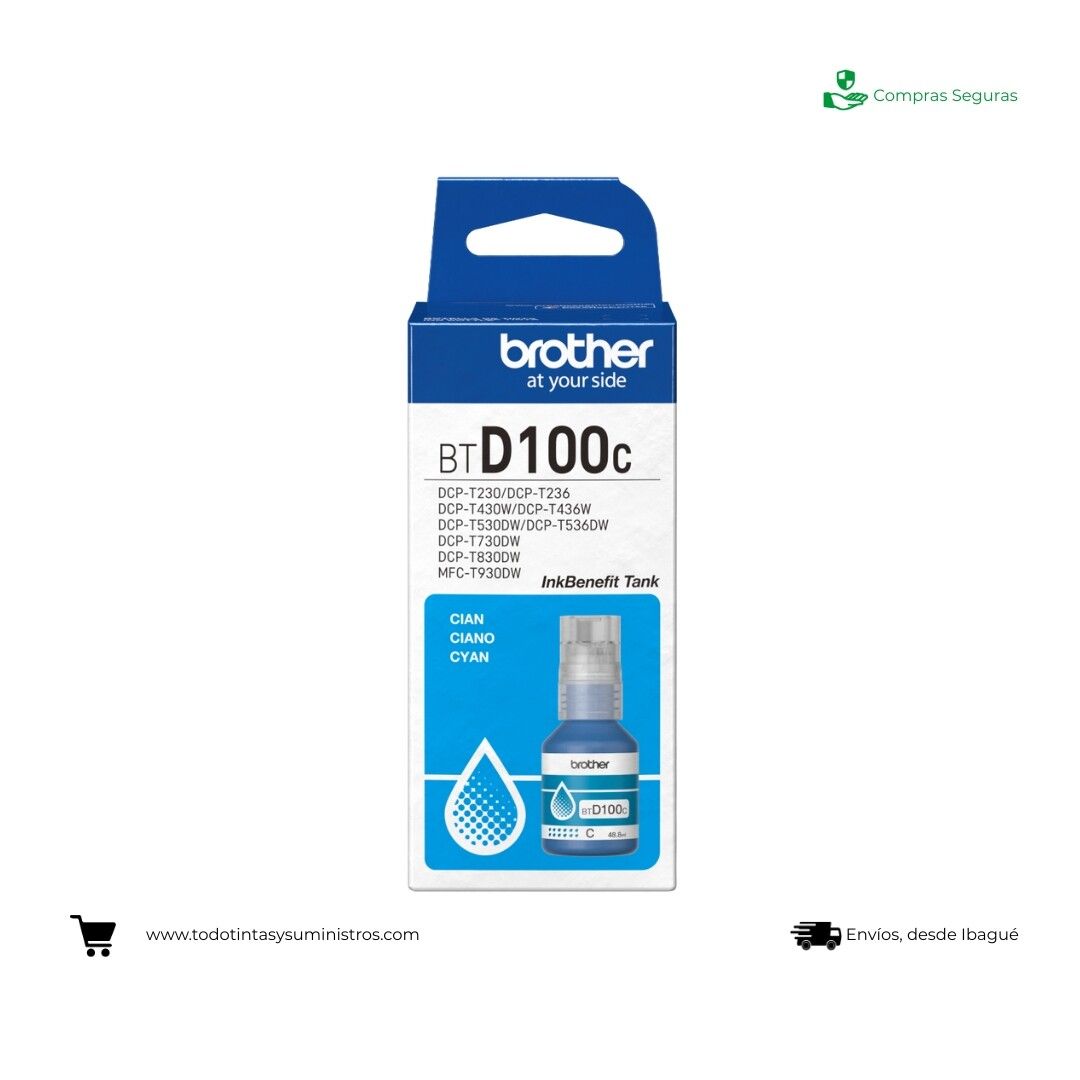 Botella de Tinta Brother BTD100 Cyan Original