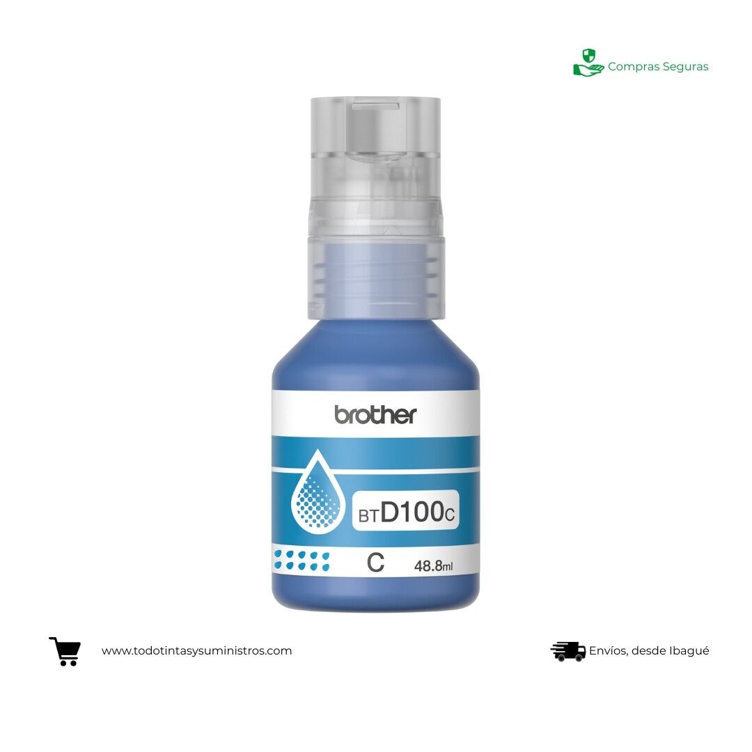 Botella de Tinta Brother BTD100 Cyan Original 2