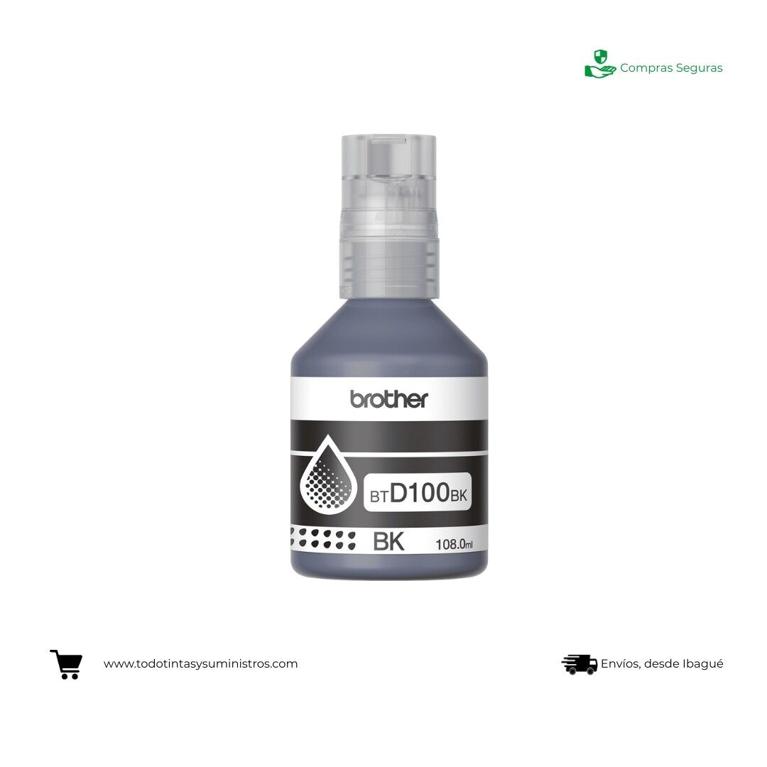 Botella de Tinta Brother BTD100 Negra Original 2